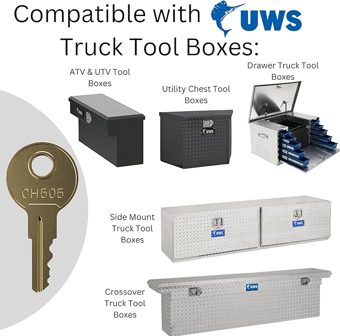 Robby's Cloud CH505 Replacement Key for Truck Tool Boxes and Paddle Handle Tool Boxes Marked CH-505-1 Keychain Included - Key style May Vary (4 Pack)