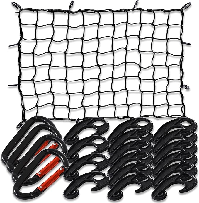 47"x 36" Cargo net Bungee Nets Stretches to 80"x 60",Small Truck Bed Cargo Net for Cars SUVs, for Frontier, Toyota Tacoma Short Bed Cargo Netting, Colorado & Subaru Accessories