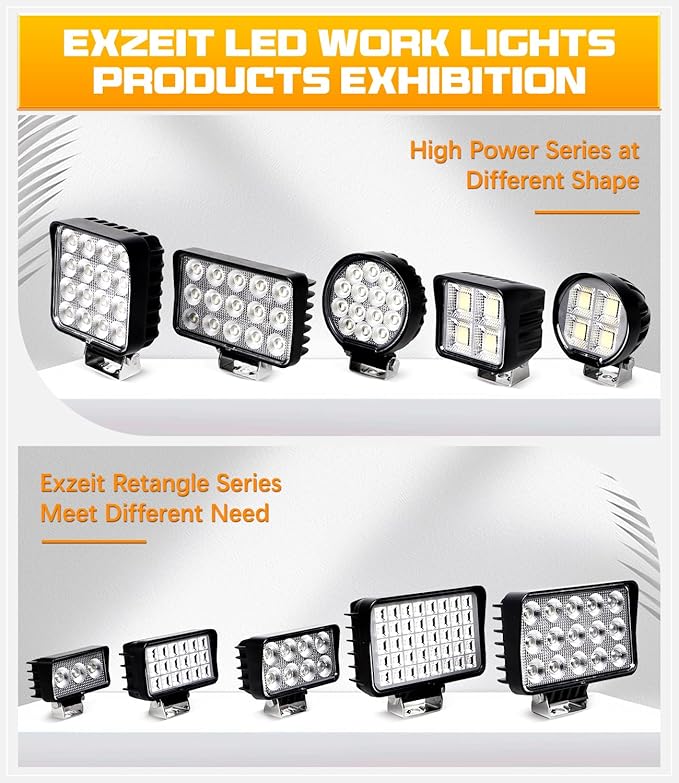 Exzeit 120W 6 Inch Trator Work Light, 10400Lms Excavator Flood Light Offroad Lighting fits Farm Tractor Engineer Truck, 12/24V