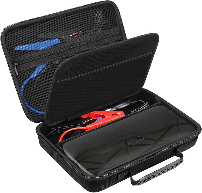 Canboc Hard Carrying Case for Halo Bolt Ultimate 2.0 3.0/ Halo Bolt Ultimate 55500/ Halo Bolt Air+ 1750 Portable Vehicle Jump Starter, Mesh Pocket fit Jump Cables, AC Outlet, Charger, Black