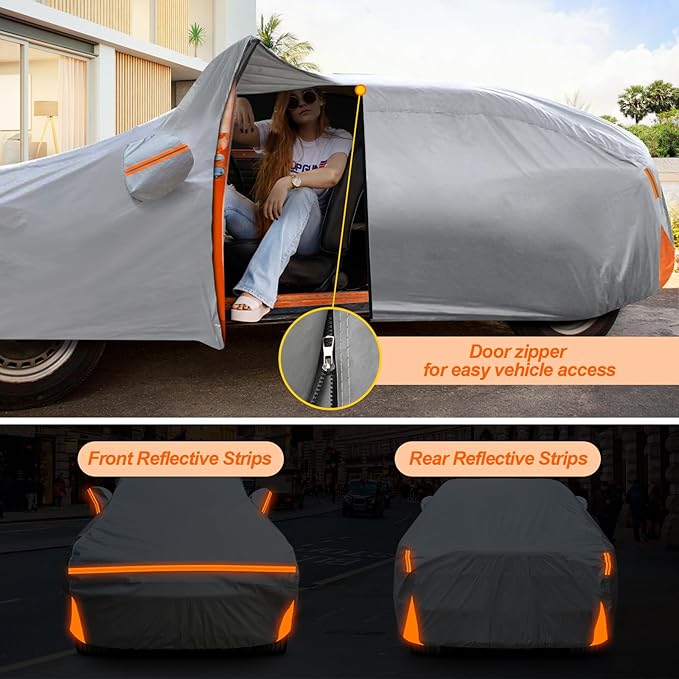 Car Cover for 2020-2025 Mazda CX-30, Waterproof Custom-fit All Weather Sun Rain UV Snow Wind Protection Outdoor CX30 Full Car Cover with Door Zipper & Cotton Lining-Grey