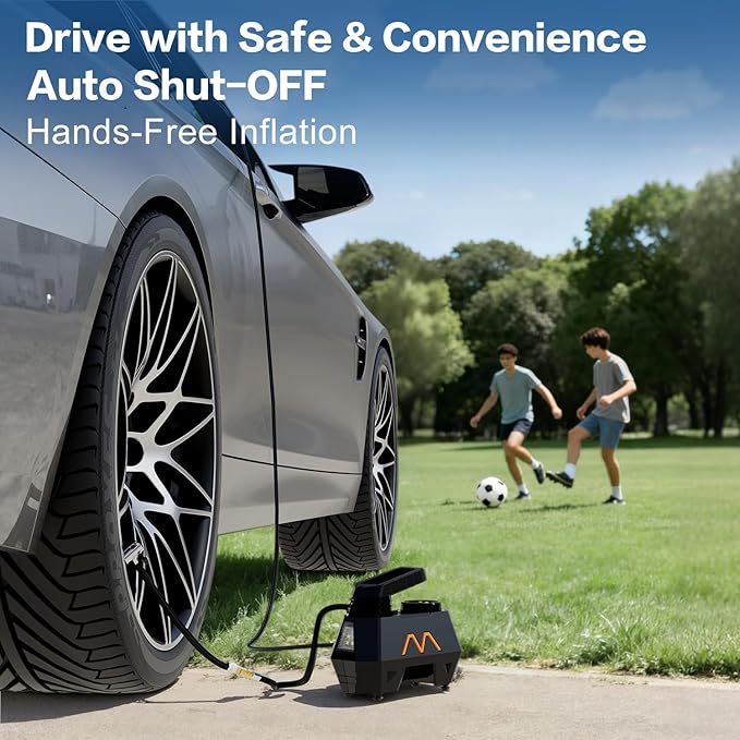 Tire Inflator Portable Air Compressor, Air Pump for Car Tires, 12V DC-Powered Auto Pump with Digital Pressure Gauge, Emergency LED Light - Car Accessories for Car, Motorcycles, Bicycle, Ball, Balloons