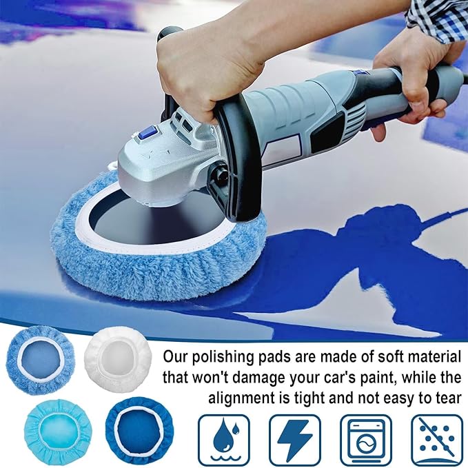 20PCS Car Orbital Buffer Polisher Pad Bonnet Set, 7-8 Inch Polishing Buffing Pads Bonnet Buffing Pad Cover, Microfiber Buffer Pads, Polisher Pads, Car Accessories for Polishing, Waxing and Cleaning