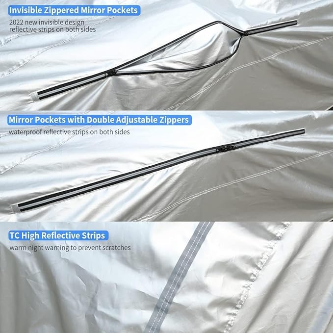 Tecoom Car Cover Waterproof for All Weather Indoor Outdoor, UV-Proof Windproof Full Cover Without Door Zipper & Mirror Pockets, Fit 173-182 Inches Length Coupe/Convertible/Sport Car
