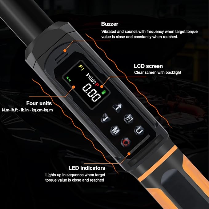 Digital Torque Wrench Set, 1/2"&3/8" Torque Wrench Digital with Dual Direction Ratchet, 3.8-250.8 Ft.lb & 0.66-44.29Ft.lbs Range, ±1% Accuracy with Vibration, Buzzer and LED Alert