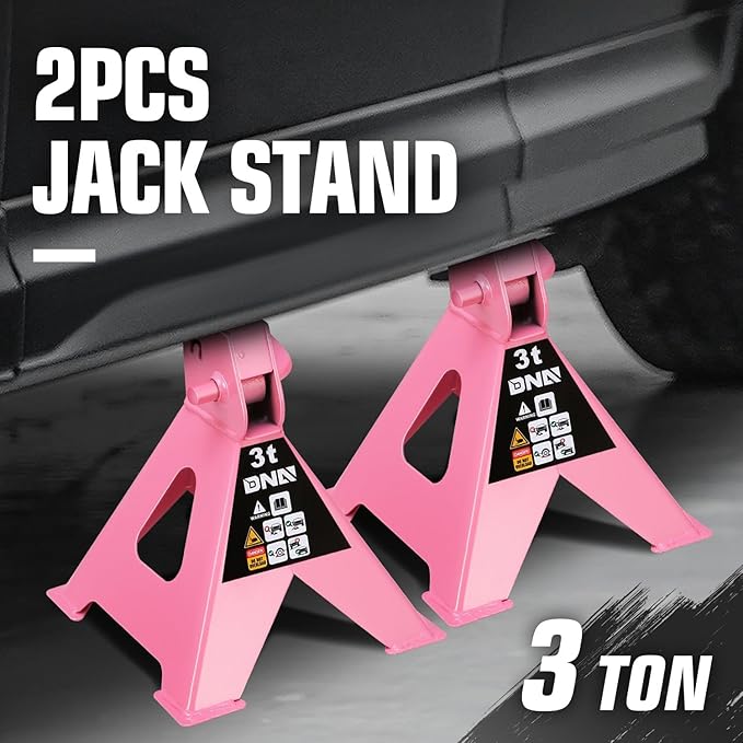 DNA Motoring 1 Pair Jack Stands, 3 Ton (6600 lbs) Capacity Car Lifting Stand, Adjustable Height Car Jack Stands for Cars, Sedans, Small Vehicles, SUV, TOOLS-00682-PK