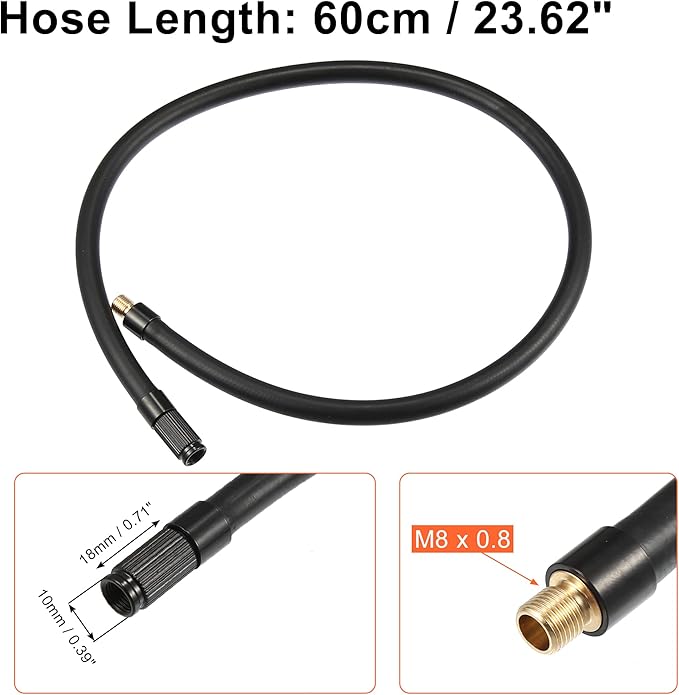 X AUTOHAUX 60cm Threaded Tire Inflator Extension Hose Chuck Adapter Air Pump Tube Tire Valve Connection Pipe for Car Truck Bike MTB Copper Rubber
