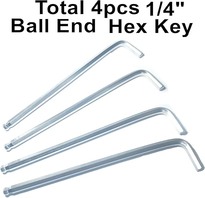 4pcs 1/4 Ball End Allen Wrench Sets,1/4" Hex Key Wrench Set,Allen Key Door Key L Shaped Hex Wrench Set with Long Arm..