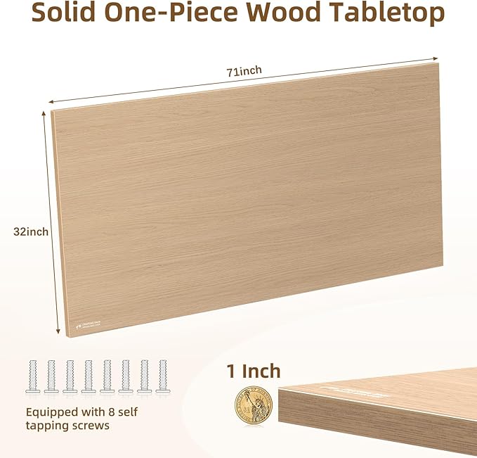Universal Solid One-Piece Wood Table Top, 71"x32"x1" Workbench Top - Rectangular Particle Board for Standing Desk, Home Office Desk Countertop DlY, Washer Dryer, Coffee, Bar Tabletop