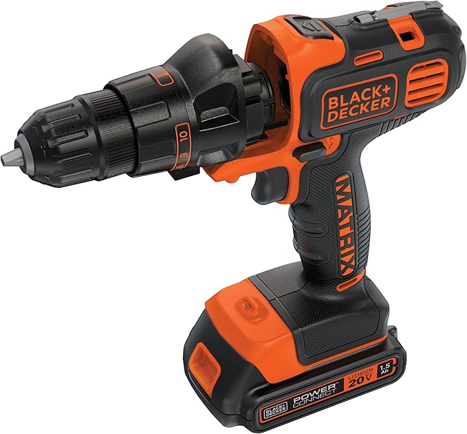BLACK+DECKER 20V MAX Matrix Quick Connect System, Cordless Lithium Power Drill and Driver, Battery Included (BDCDMT120C)