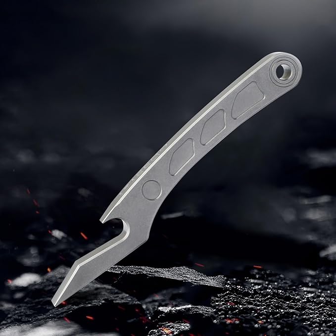 EDC Pry Bar Keychain Bottle Opener Compact Titanium Tool, Pocket sized and Multi functional