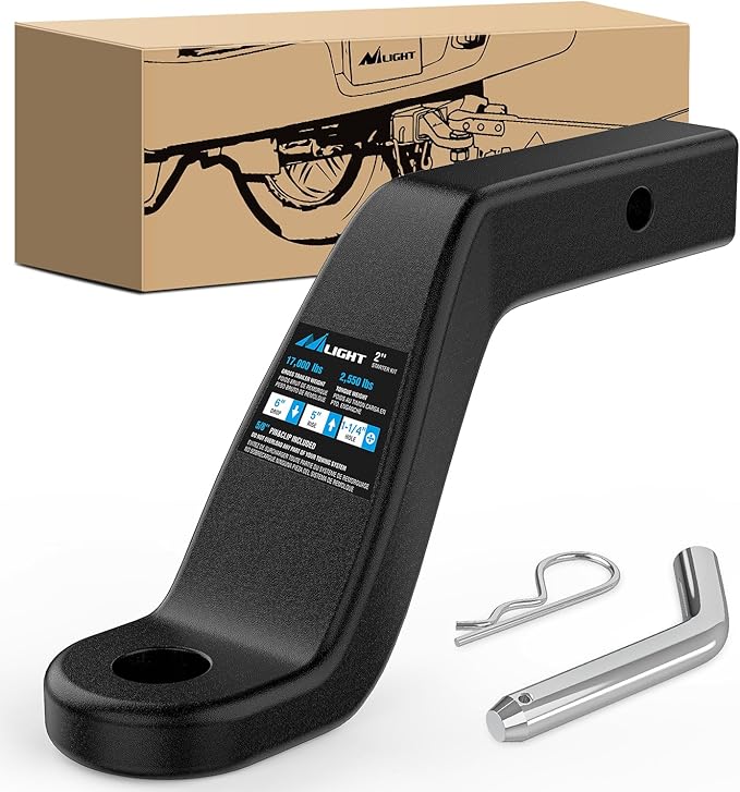 Nilight Forged Trailer Hitch Mount Fits 2 Inch Receiver Square 5/8" Hitch Pin Clip 17000 lbs 6" Drop, 1-1/4” Hole, Gloss Black Powder Coat
