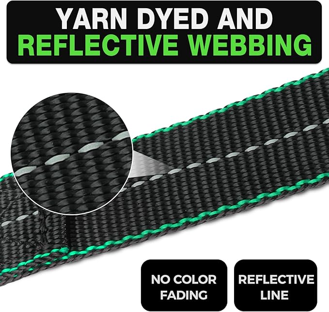 Retractable Ratchet Straps (4 Pack) -(1,500lb Break Strength) -1 Inch x 12 Feet Heavy Duty Auto Self Retracting Tie Down Straps (Black-Green)