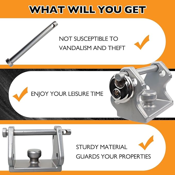 HQPASFY Trailer Hitch Lock with Keyed Padlock, Trailer Coupler Lock with Pin, Coupler Lock Model Tl-33 Trailer Lock,Fits Over 2" to 2-5/16" Couplers - Silver