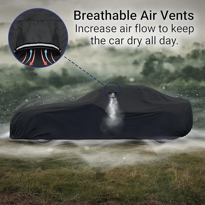 iCarCover Custom Car Cover for 1974-1981 Chevy Camaro Z28, Type LT Waterproof All Weather Rain Snow UV Sun Protector Full Exterior Indoor Outdoor Car Cover (Stripe - Black/Gray)
