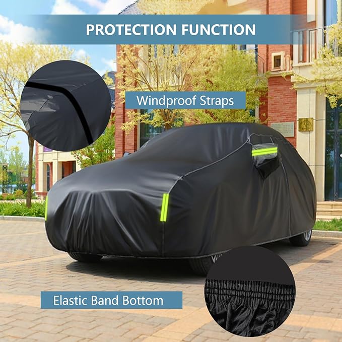 Car Cover Compatible with for Ford Mustang/Shelby 1965-2025, Waterproof All Weather for Automobiles, Outdoor Full Cover Rain Sun UV Protection, Black