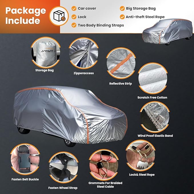 Outdoor Heavy Duty Mini Van Cover Large Car Cover Waterproof All Weather Durability Scratch Free Cotton Full Exterior Cover Fit Vans up to 216” L x 72" W x 72" H
