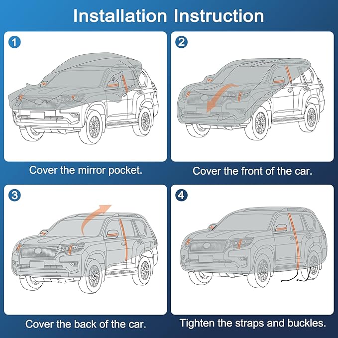 Car Cover for Ford Explorer 1991-2025, SUV Full Car Cover Waterproof All Weather for Automobiles, Outdoor Sun Rain UV Snow Dust Protection, Custom Fit with Driver Door Zipper and Reflective Strips