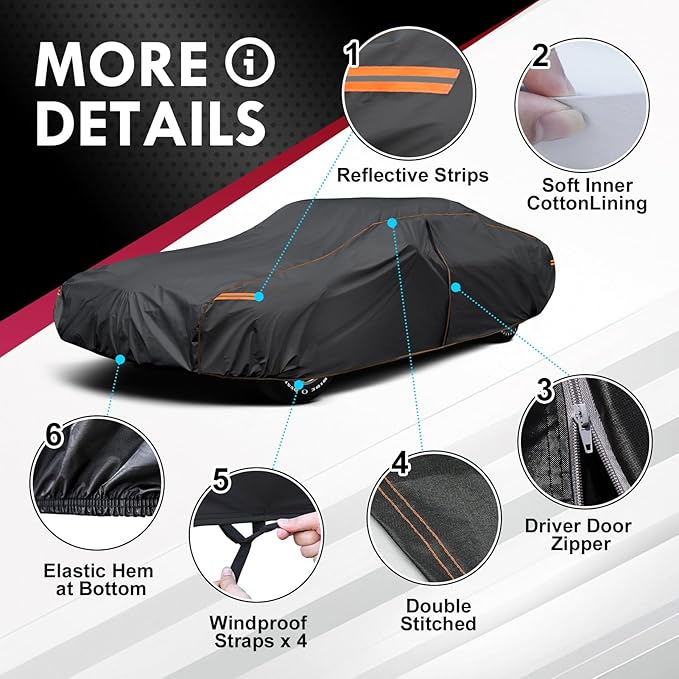 6 Layer Coupe Car Cover Universal Fit for Porsche 718 Cayman Boxster, Toyota Supra, Jaguar f-Type, Chevy c4 c5 c6 c7, Mazda Rx-8, etc. Fits Coupe/Cabrio up to 177 Inch