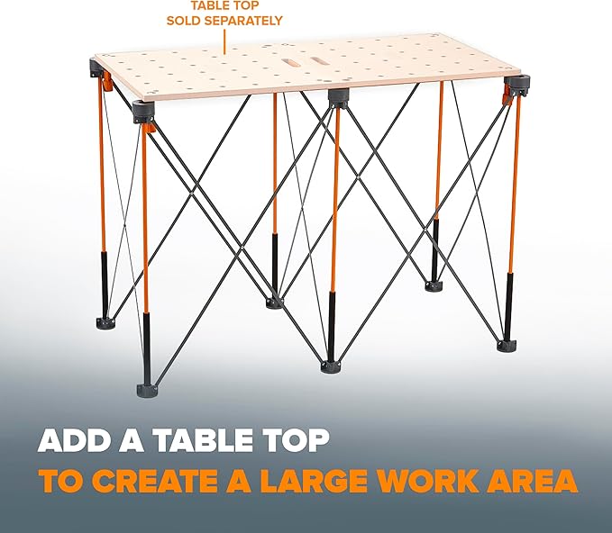 BORA Centipede Folding Work Bench Table for Garage, Heavy Duty Collapsible Portable Workbench, 2x4 Ft Construction Table, 36 Inch Height, 2500 Lb Capacity Comes with Carry Strap CT6