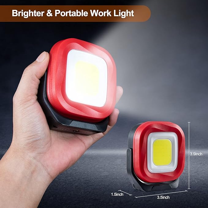 ORHOMELIFE COB LED Work Light, 42 LEDs 1000 Lumens Rechargeable Portable Magnetic Flashlight Inspection Light for Car Repair, Camping, Emergency & Job Site Lighting-2400mAh (1 PCS)