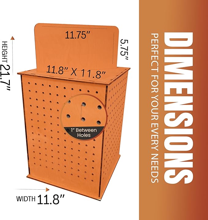 TORCHED DISPLAYS Rotating Display Stand | 22.5 x 16.76-inch | Rotating Organizer Wood Pegboard | Pegboard Display Stand for Craft Shows, Vendor Events, Jewelry, Accessories | Orange
