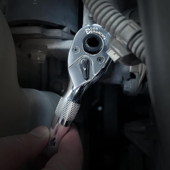 1/4-Inch Stubby Ratchet Wrench, Socket&Bit Driver, 72-Tooth, Chrome Alloy Made, Chrome Plated Finish