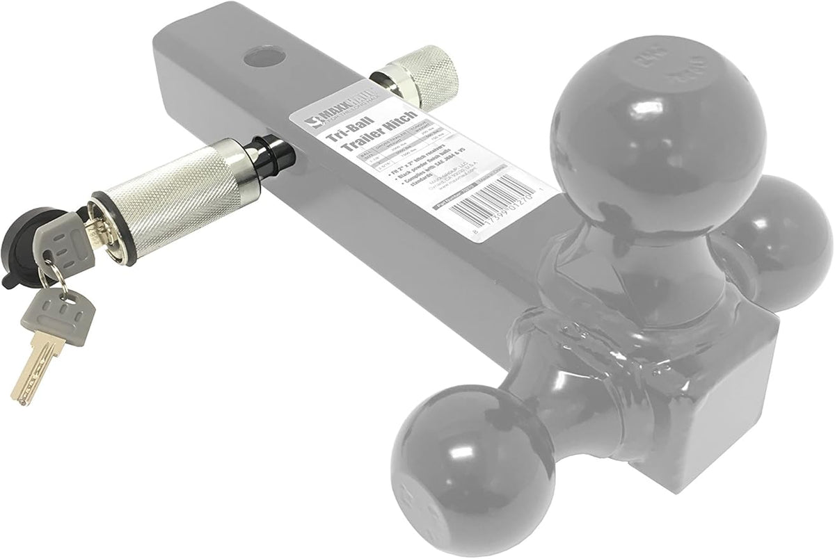 MaxxHaul 70050 Trailer Hitch Lock - Heavy Duty 5/8"- Hitch Locking Receiver Pin With 2 Keys, Chrome