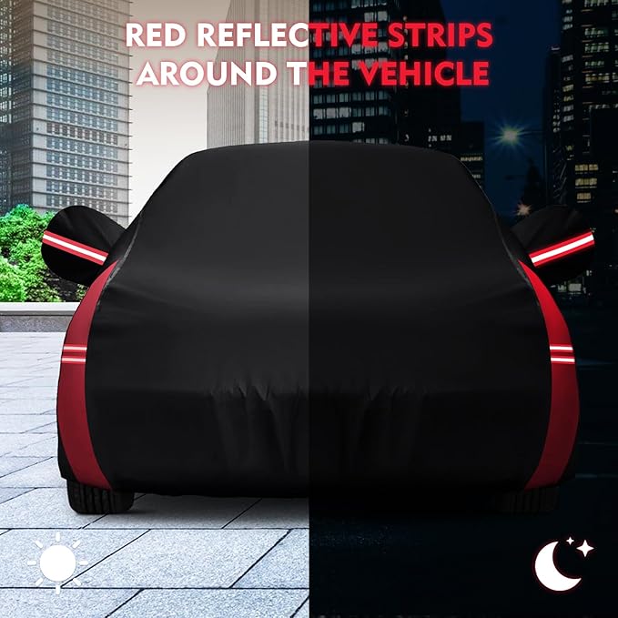 QUNSUNUS 6 Layer Car Cover for Volkswagen Beetle Bug 2 Door 1960-1980 Waterproof All Weather 210D Windproof for VW Beetle Bug Car Cover Hail Protection with Zipper