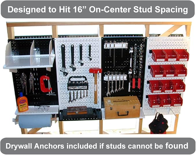 Wall Control Pegboard 32in x 16in Blue Metal Pegboard Tool Board Panel
