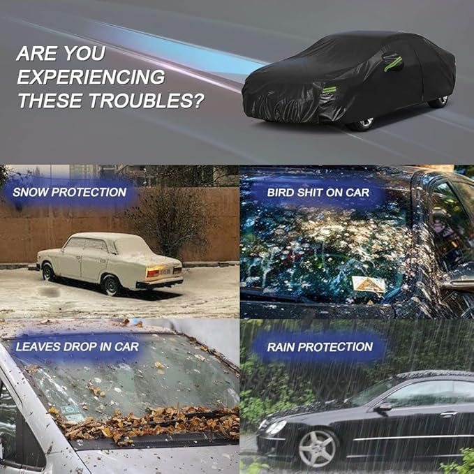 Kaugung 7 Layers Car Cover Custom Fit Audi A4 (2007-2025), Outdoor Waterproof All Weather Sun Rain Dust Snow Protection with Zipper Door.