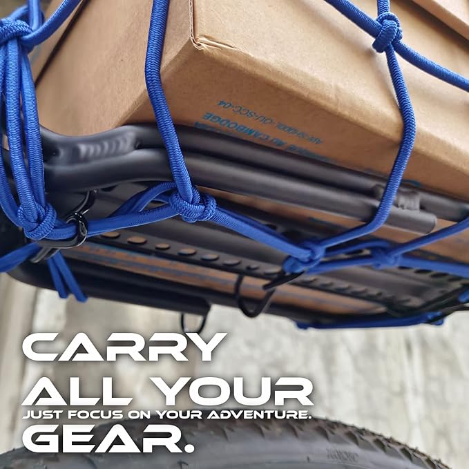 ONIPAX 15"x 15" High Elastic Bungee Cargo Net 2 PCS for Bicycle Motorcycle and 1 PCS Straps Luggage Fixed Rope