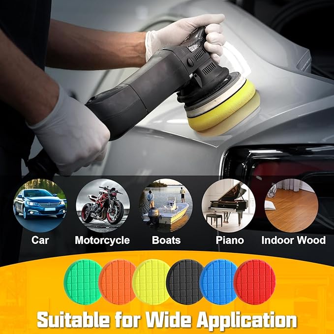 Polishing Pad, 3Pc Buffing Pads for Car Polisher Boat Compounding, Polishing and Waxing (Yellow T60)