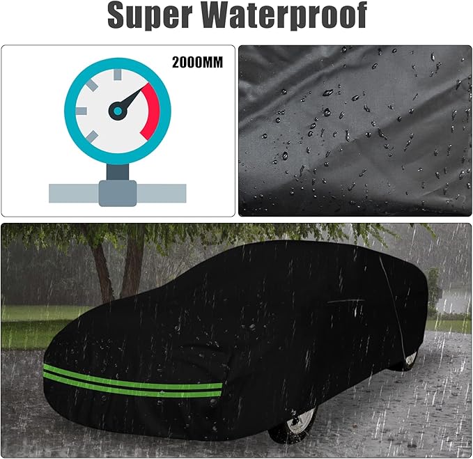 Waterproof Car Cover Replace for Pontiac Firebird/Trans Am Convertible & Coupe 1970-2002, 210T All Weather Classic Car Covers with Zipper Door & Lock for Snow Rain Protection