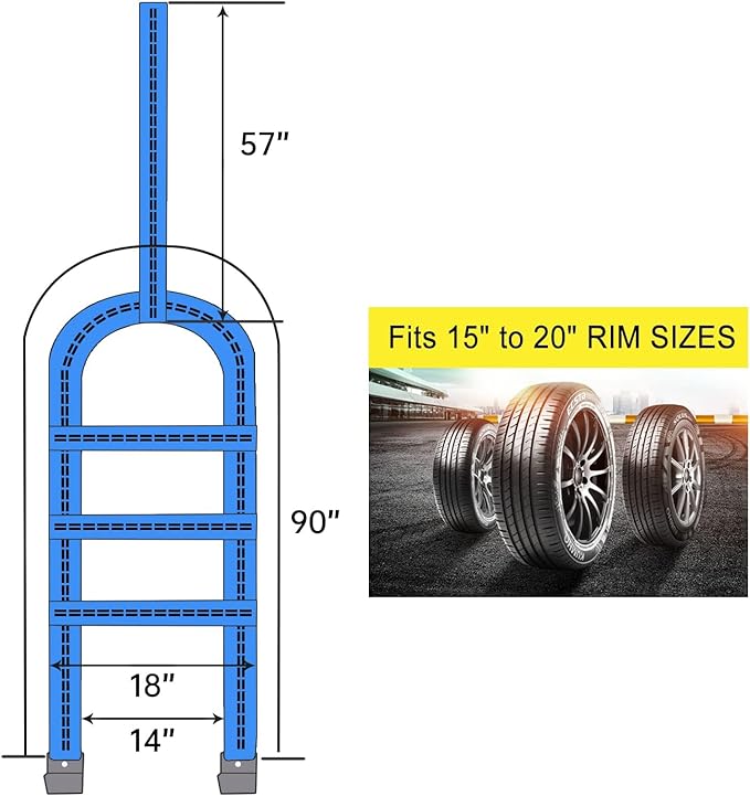 Set of 2 Blue Tow Dolly Straps with Flat Hook, Fits Most 16-20" Tires, Webbing Ratchet Straps