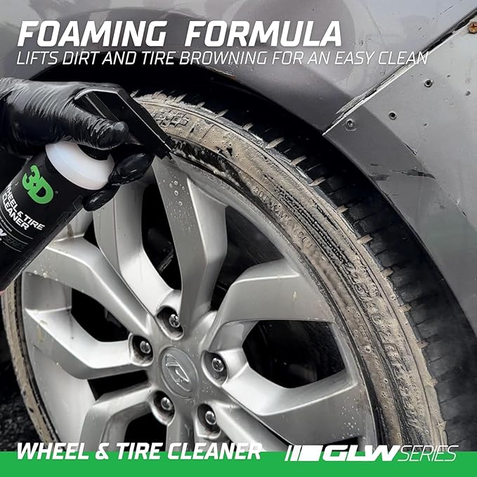 3D Wheel & Tire Cleaner - 1 Gallon Deep Cleaning All-in-One Formula | Removes Brake Dust, Grime, Tire Browning | Safe on All Wheels | DIY Car Detailing