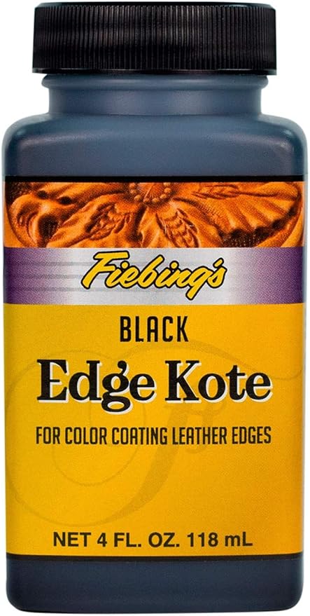 Fiebing's Edge Kote (4oz) - Black - Flexible, Water Resistant Coating for Leather Edges, Medium Gloss - for Color Coating and Protecting Edges of Leather Shoes, Crafts and Furniture