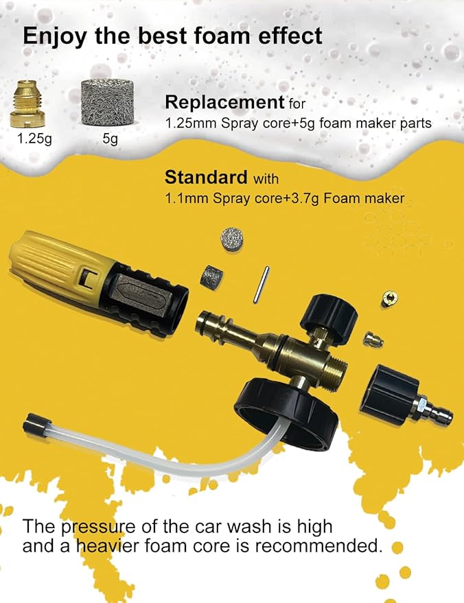 Foam Cannon with Pressure Washer Tips and Nozzle Holder, 4000PSI Car Soap Dispenser for Pressure Washer with M22 and 1/4" Quick Connector,1L Bottle