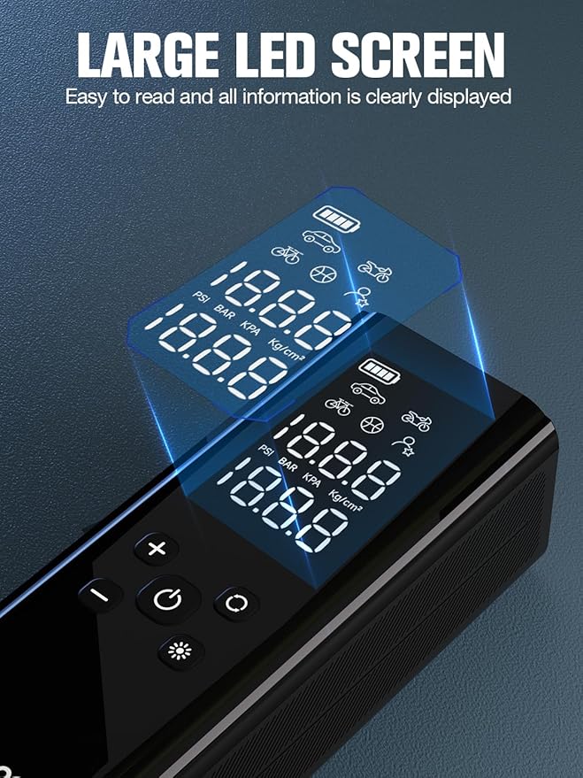 GOOLOO GT150 Tire Inflator Portable Air Compressor，4X Faster 150PSI Cordless Air Pump for Car Tires with Tire Pressure Gauge, Smart Electic Tire Pump with Auto-Shutoff for Pickup, Motor, Bike，Balls
