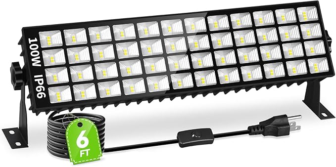 100W LED Shop Light, 14000LM 6000K Plug in Garage Light with 6FT Power Cord, IP66 Waterproof Work Bench Shop Lights for Garage, Workshop, Warehouse, Outdoor, Yard, Garden