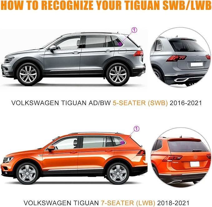 Waterproof Car Covers Replace for 2017-2025 VW Tiguan LWB, 6 Layers All Weather Custom-fit Car Cover with Zipper Door & Windproof Bands for Snow Rain Dust Hail Protection (Tiguan LWB)