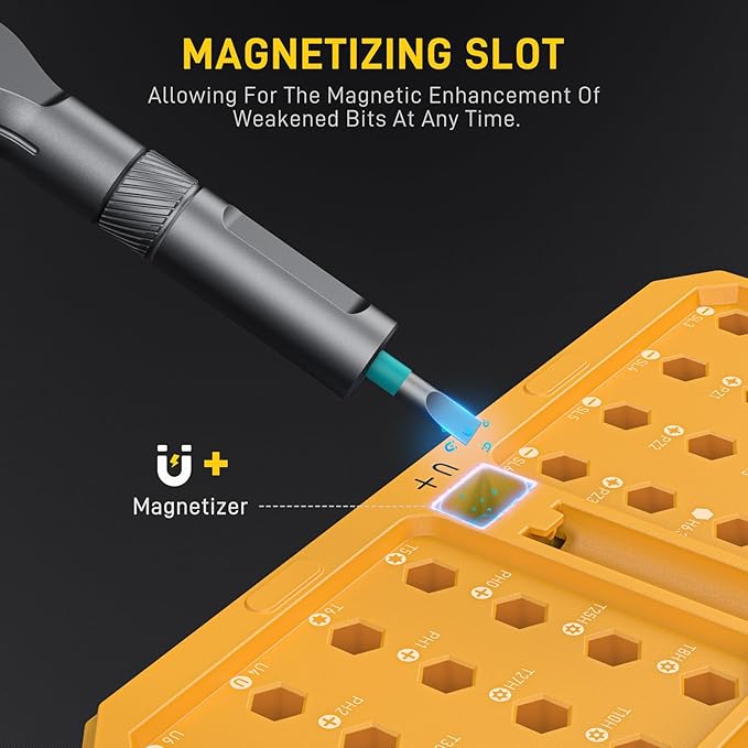 All in One 42 in 1 Magnetic Screwdriver Set Compact Precision Repair Kit for Games Console, Tablet, Ring Doorbell, Glasses, DIY Electronics Yellow