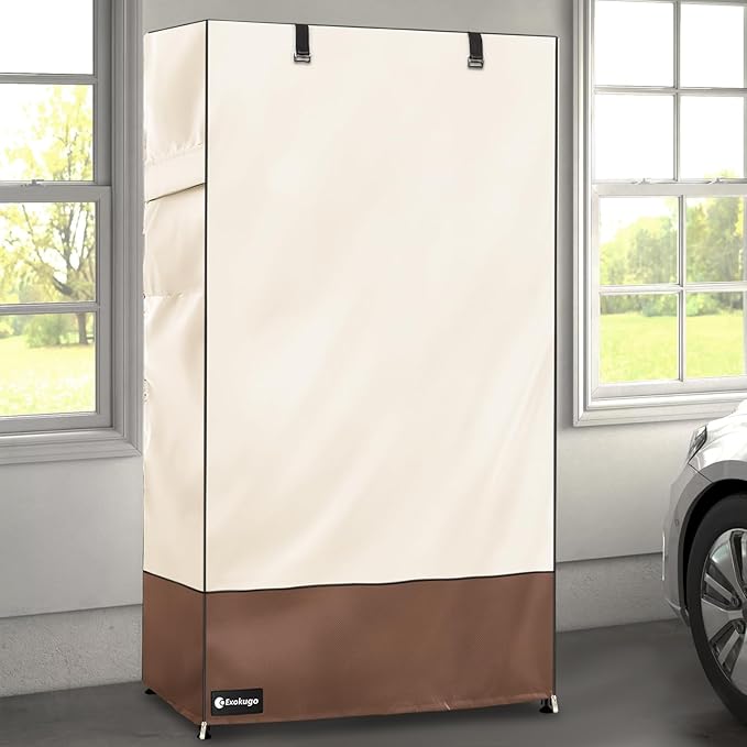 Wire Shelf Cover,600D Heavy Duty 100% Waterproof Shelf Covers for Wire Shelving,Outdoor Storage Shelves Cover for Metal Rack,36" W x 18" D x 72" H,Beige & Brown
