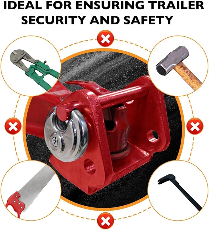 HQPASFY Trailer Hitch Lock, Trailer Coupler Lock with Pin, Coupler Lock Model Tl-33 Trailer Lock,Fits Over 2" to 2-5/16" Couplers - Red