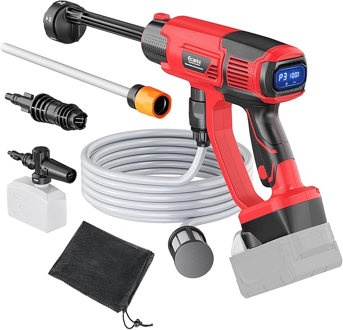 Cordless Pressure Washer Compatible with Milwaukee 18V Battery, Ecarke 800 PSI Portable Handheld Power Washer with 6-in-1 Nozzle Foam Cannon for Car Floor Fence Wall Cleaning (Tool only)