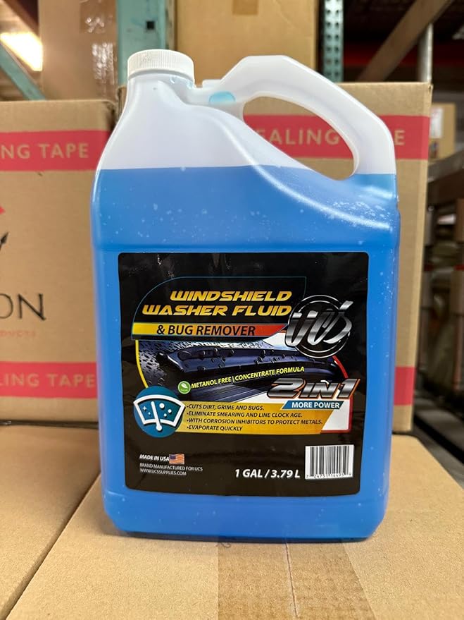UCS Windshield Washer Fluid 2-in-1 Bug Remover – Ready to Use Formula – Streak-Free Cleaning – Removes Dirt & Road Grime – 1 Gallon (128 fl oz)