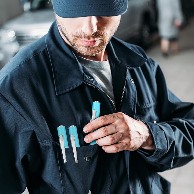 Minatee 30 Pcs Pocket Screwdriver Mini Tops and Pocket Clips Magnetic Slotted Screwdriver with Magnet Small Slotted Screw Driver for Mechanical Electrician Technician Repair Tool(Light Blue)