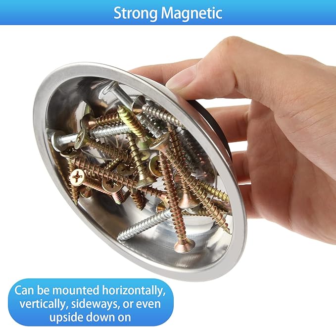 CYEAH 4 inch Magnetic Tray for Mechanic's, 5 Pcs Magnetic Parts Tray, Magnetic Bowl for Screws, Magnetic Tool Tray for Screw Socket Nuts Bolts Metal Parts & Tool Organization