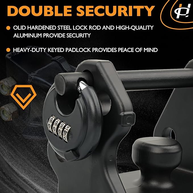 HQPASFY Trailer Hitch Lock with Combination Lock, Fits Over 2" to 2-5/16" Couplers - Black