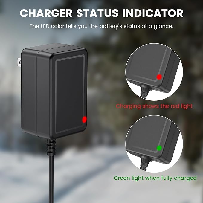 6V Battery Charger for Moultrie, Expert Power, Wildgame Innovations, Power Patrol Battery Replacement Power Supply Cord with LED Light Indicator Float